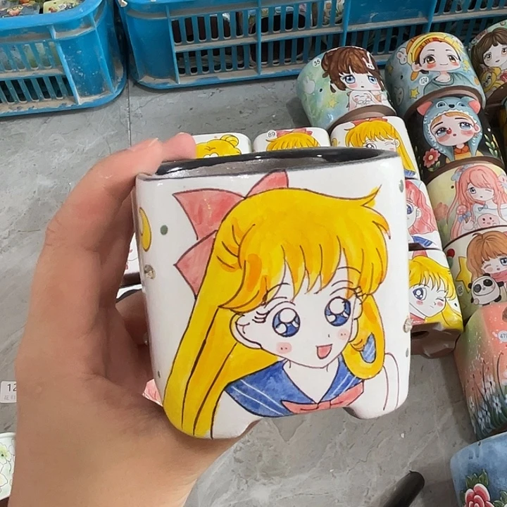 手绘花盆花盆花盆