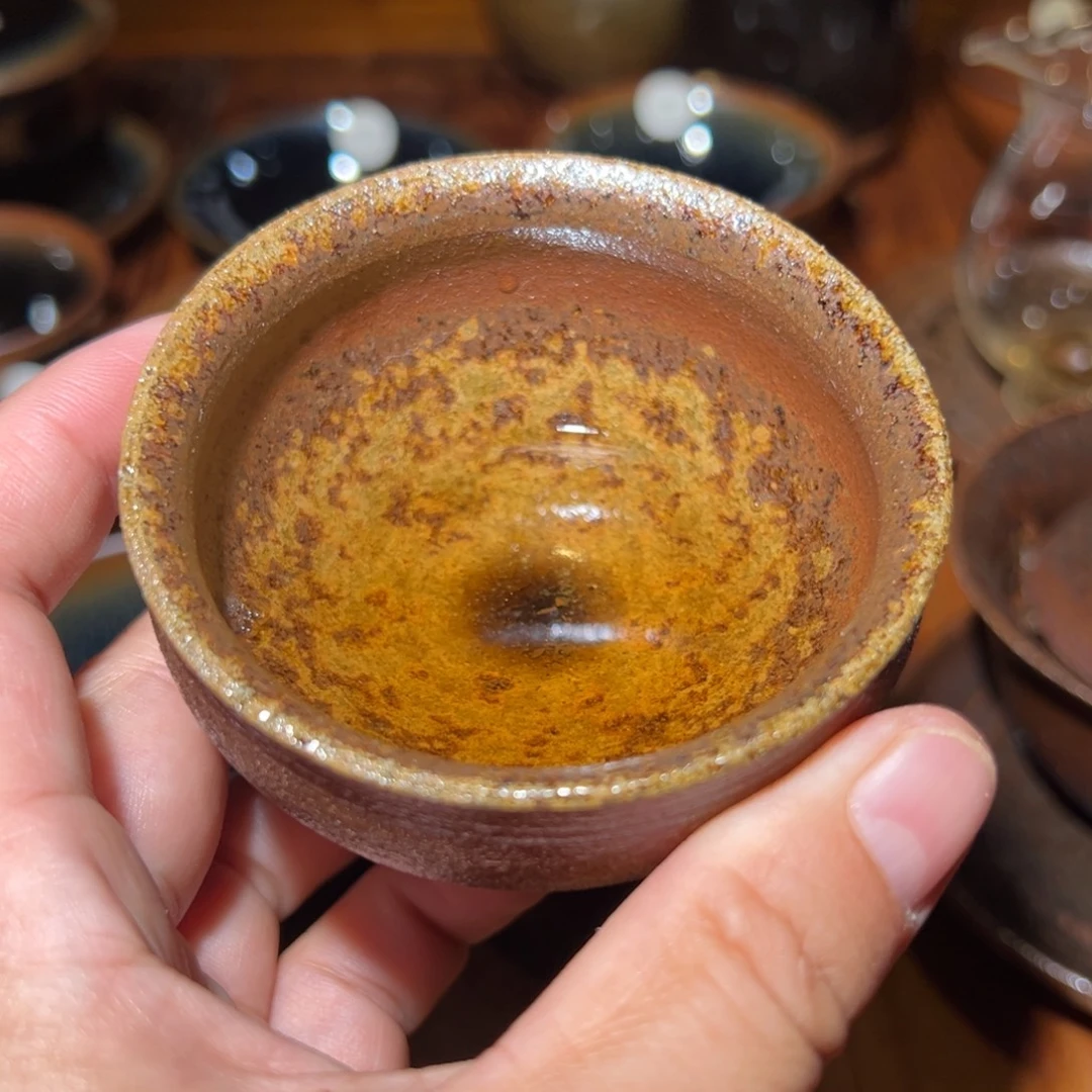 青***鐙茶盏顺阳里龙窑柴烧粗陶盏杯
