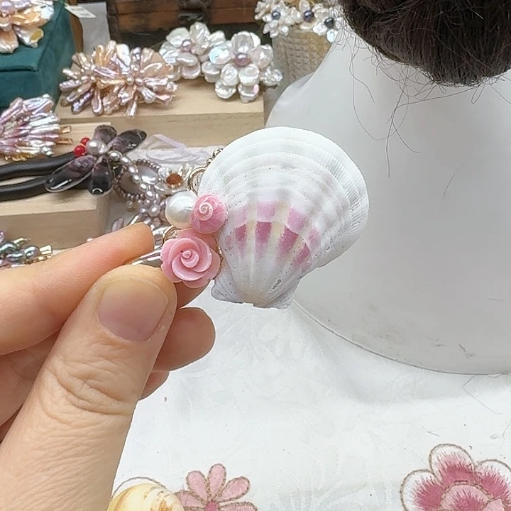 淡水珍珠发饰银S925镶嵌