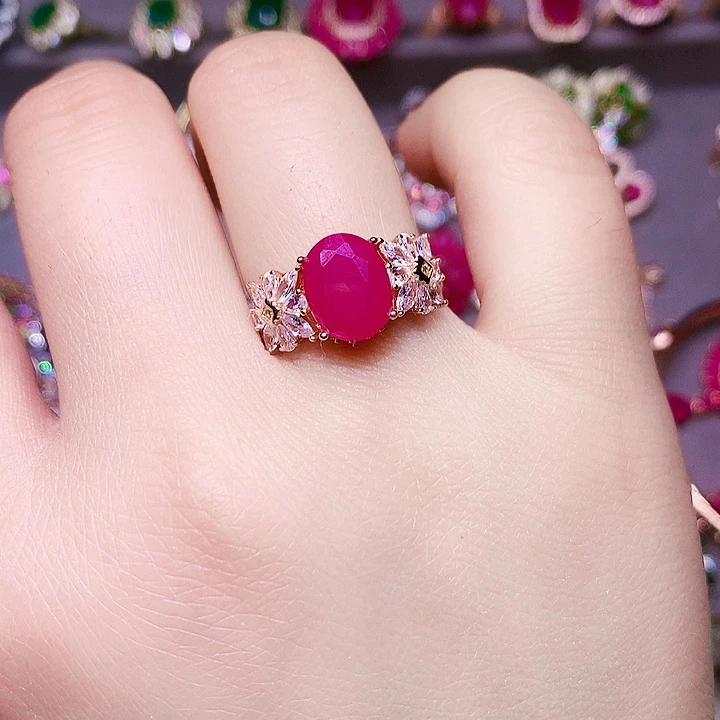 红宝石银S925镶嵌戒指