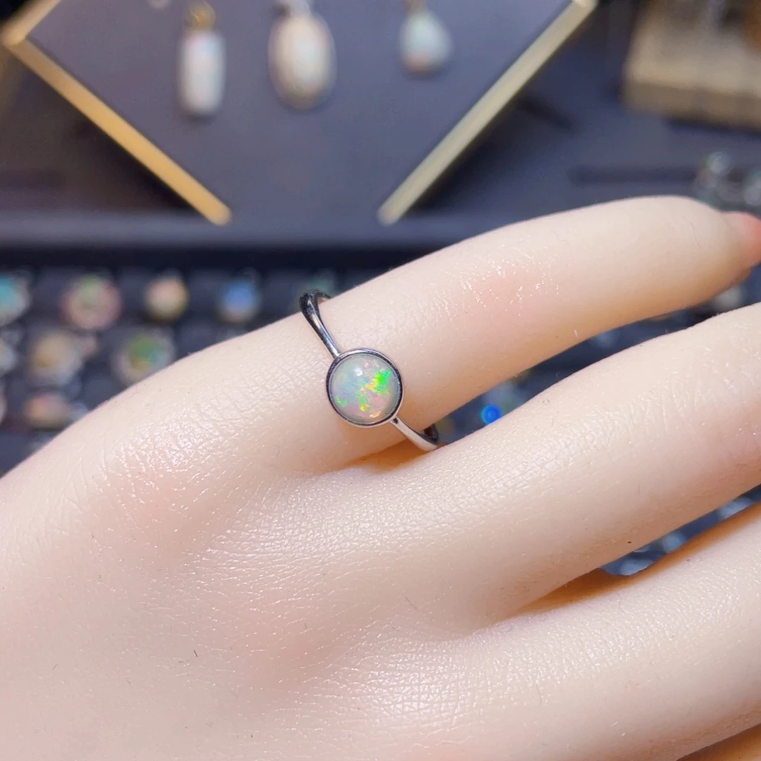 欧泊戒指〉银S925镶嵌柳*℃