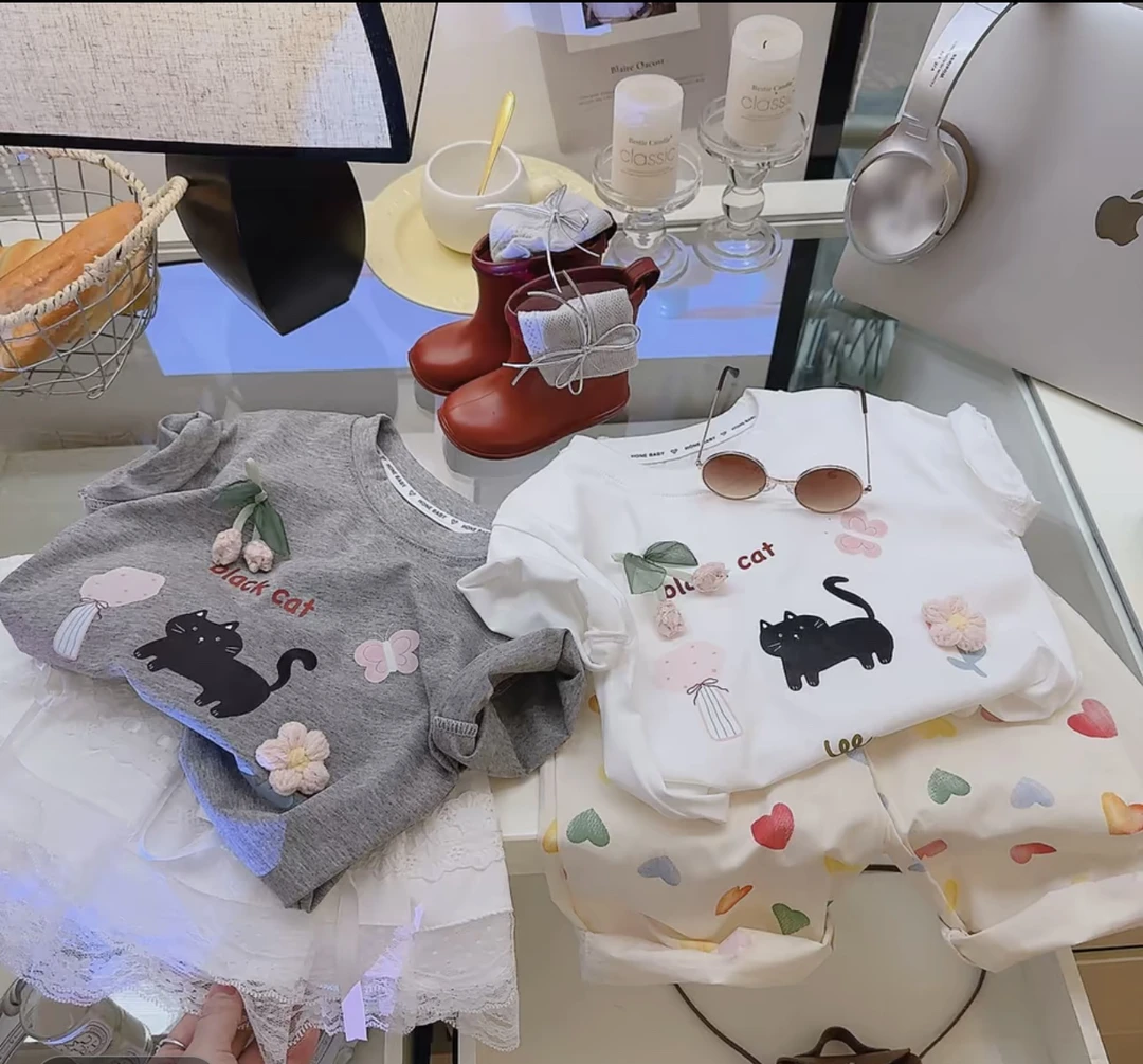 女童短袖T恤夏季新款立体卡通宽松半袖儿童夏装休闲上衣t潮童装