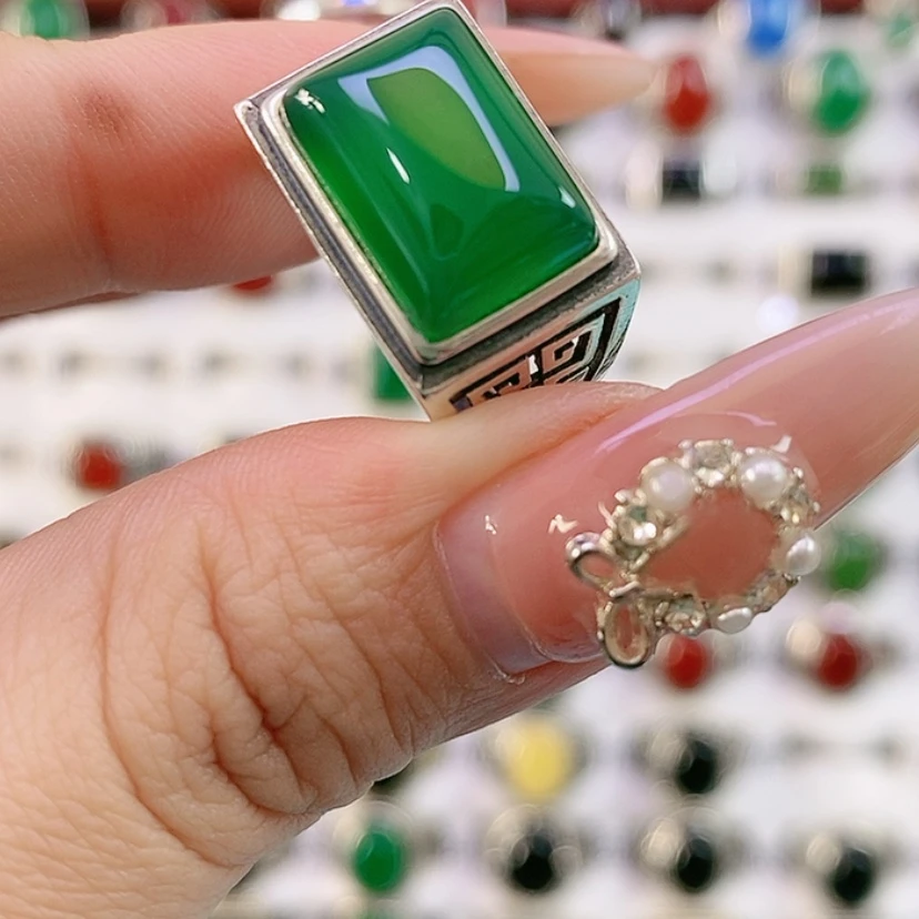 【闪购商品】银S925镶嵌戒指玛瑙/玉髓