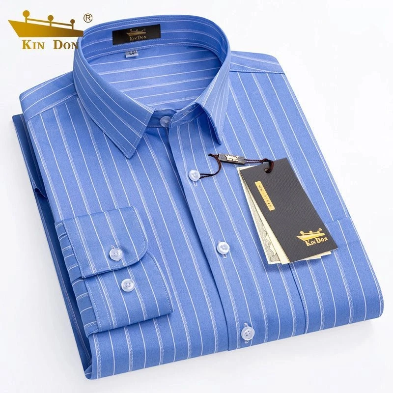 金盾男士新款长袖衬衫免烫薄款抗皱中年衬衣商务休闲格子春秋男装