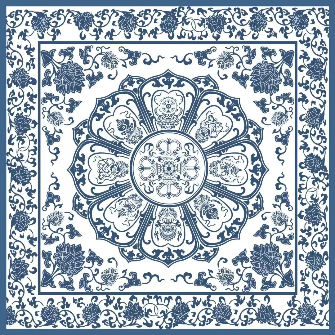 丝纡--清风花影   6D鬼邹桑蚕丝135*135围巾披肩