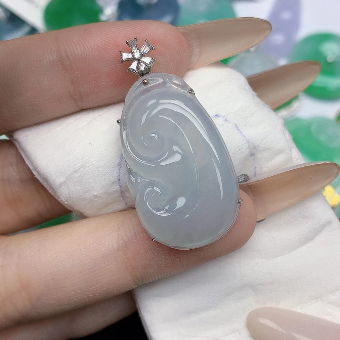 翡翠18K金镶嵌颈饰天然缅甸翡翠a货百元以上9元证书费自理