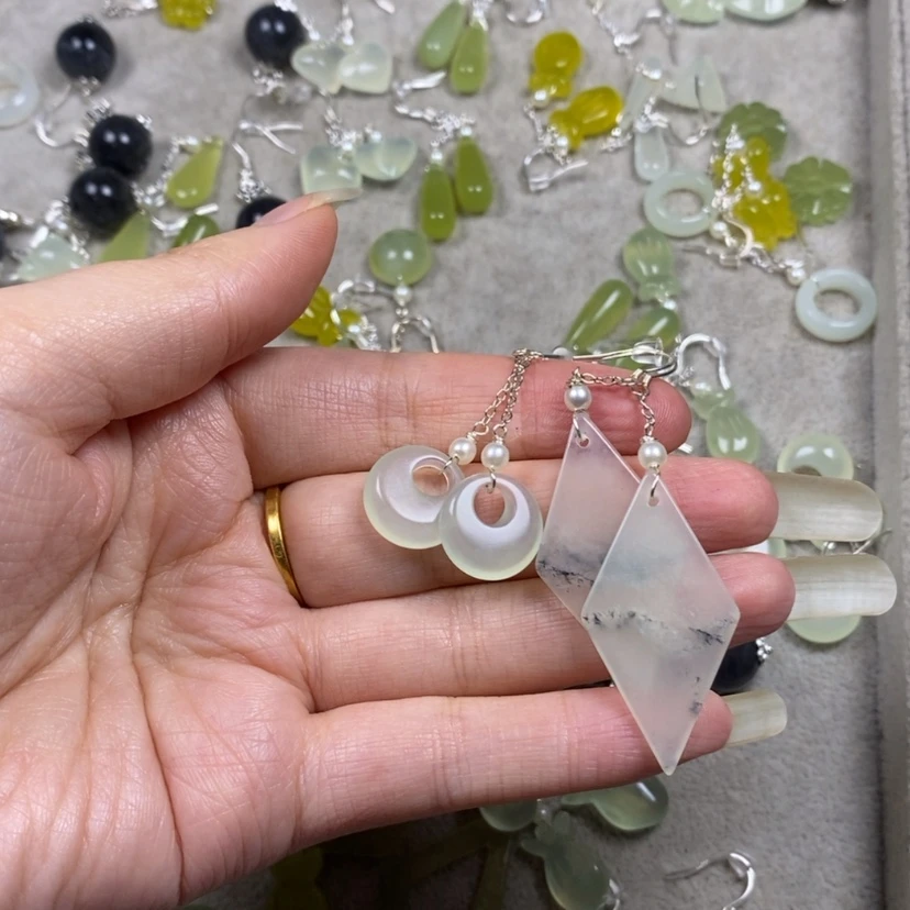 【闪购商品】未镶嵌蛇纹石玉挂件耳饰耳环项链阿*