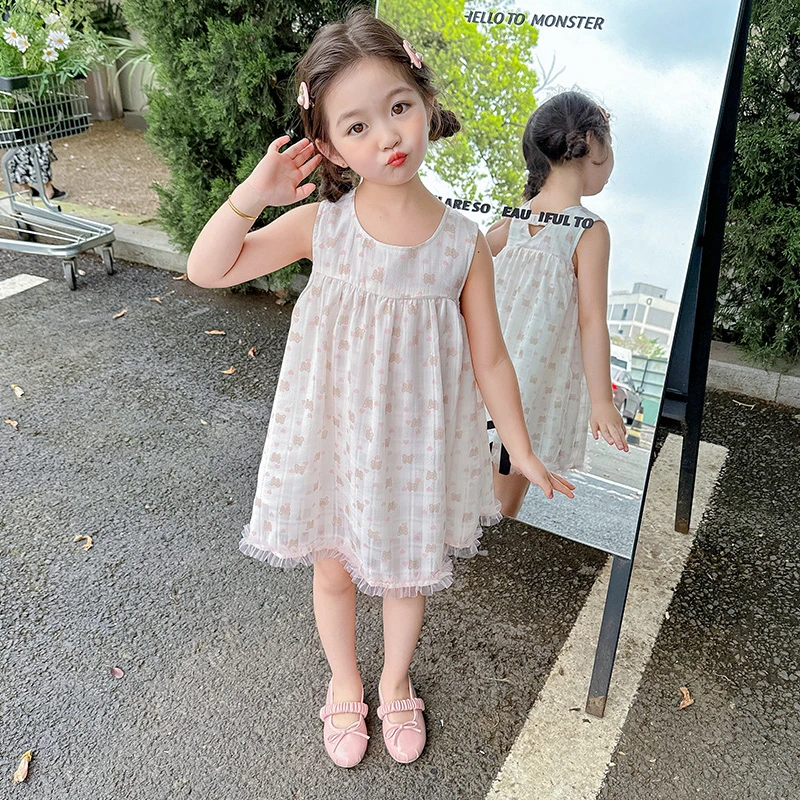 儿童背心裙B类女夏季连衣裙t女童公主裙子宝宝欧若动感风吊带裙潮