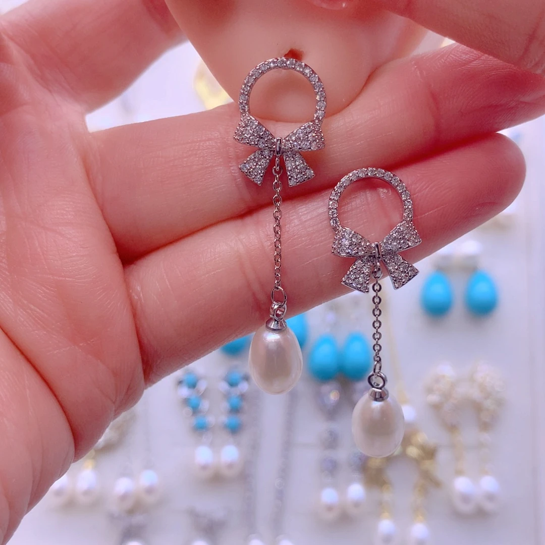 合金淡水珍珠耳饰