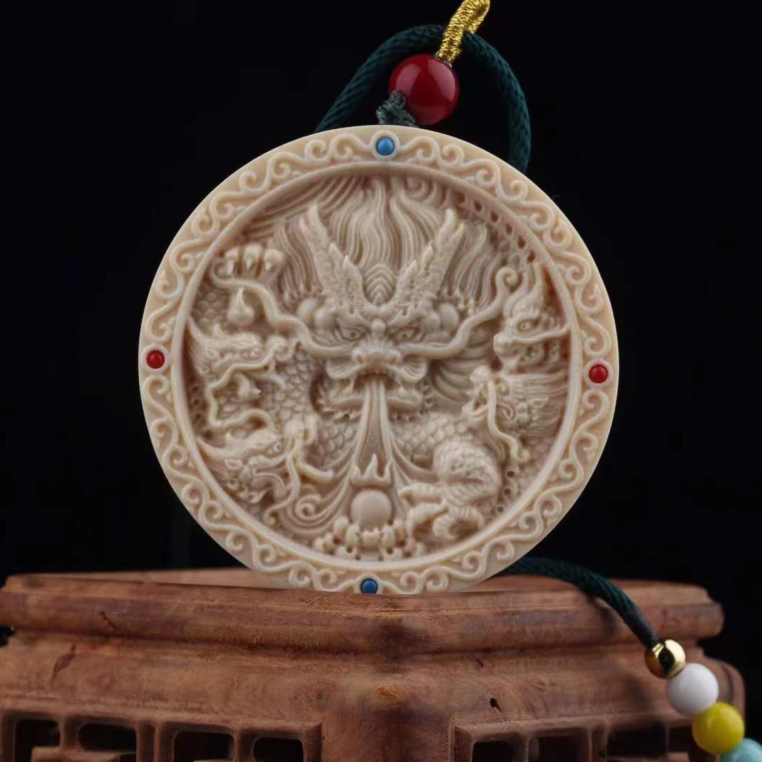 H15-68天然猛犸 雕刻龙牌约54*8mm支持鉴定假一罚十