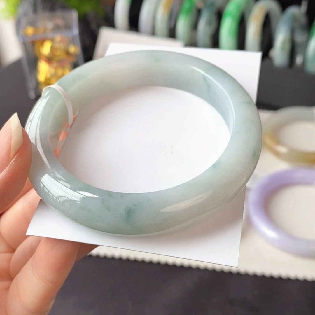 翡翠未镶嵌手镯碎花55.6