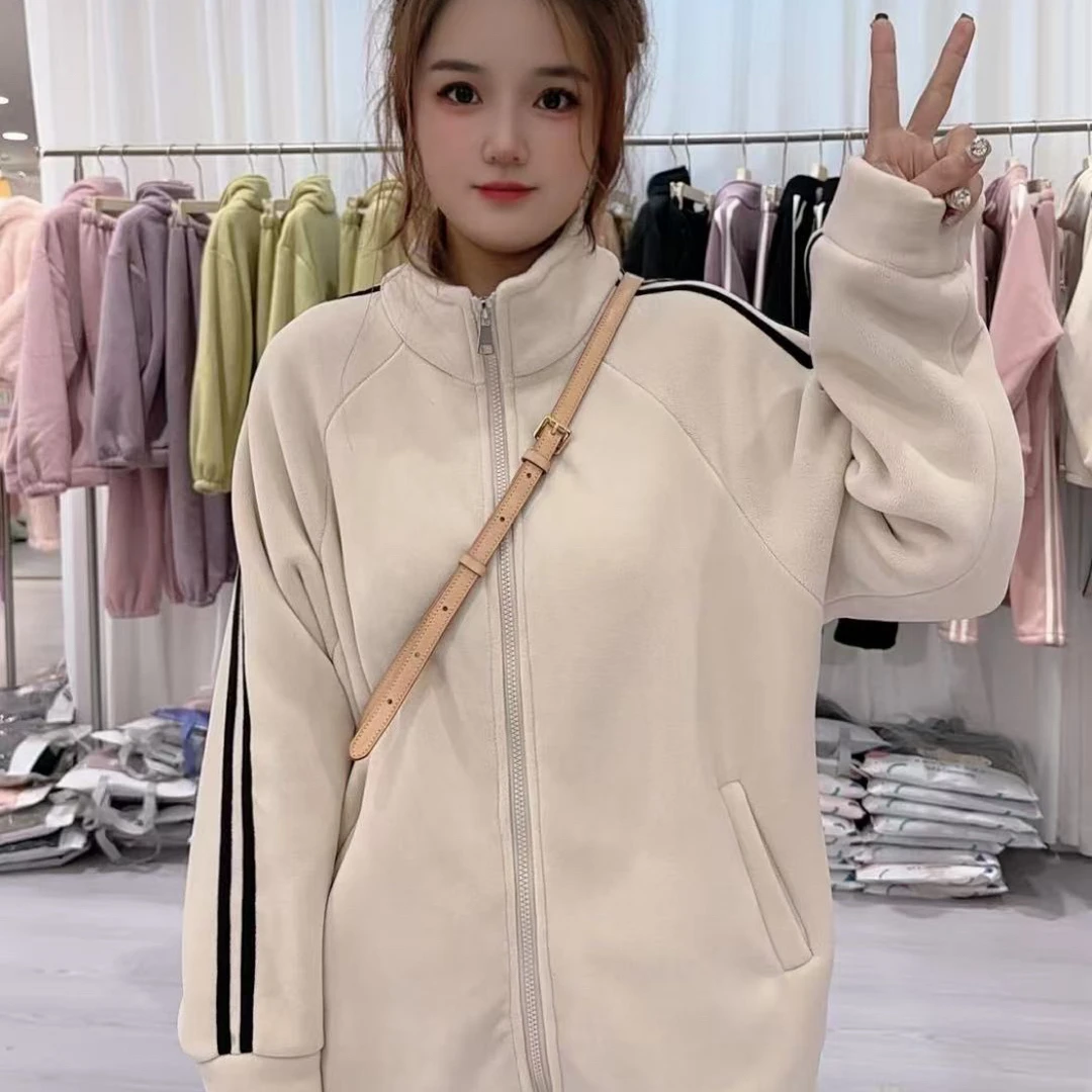 2025新款亲子款竖条三层加厚冬季防风保暖家居服可外穿女加绒睡衣