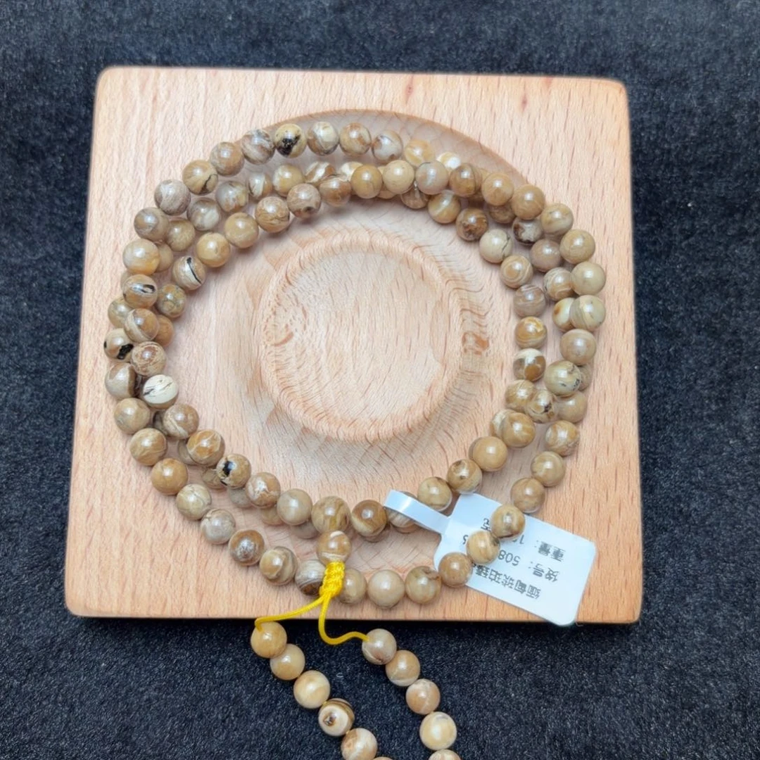 琥珀未镶嵌珠宝奇石6mm白花根蜡108