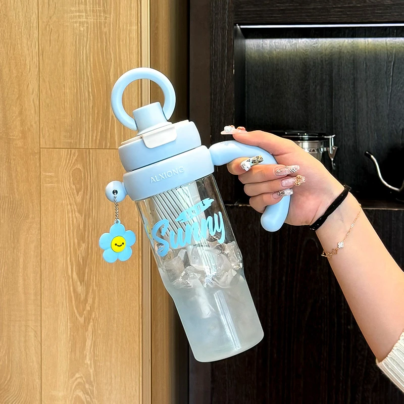 巨无霸塑料吸管杯女生大容量双饮高颜值女士便携高温便携水杯