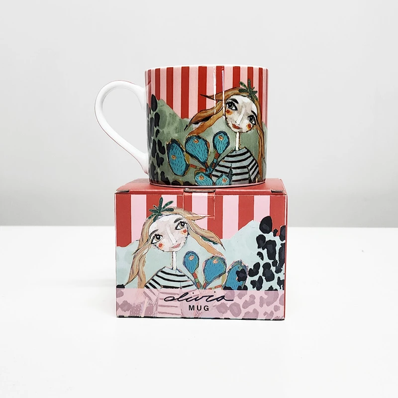 【彩盒】摩瑟家居【南非Olivia马克杯-红条纹】HAZC花瓶摆件玻璃