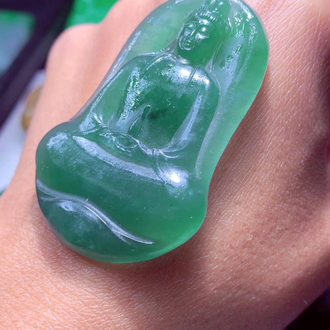 定制翡翠未镶嵌天然翡翠A货毛货挂件