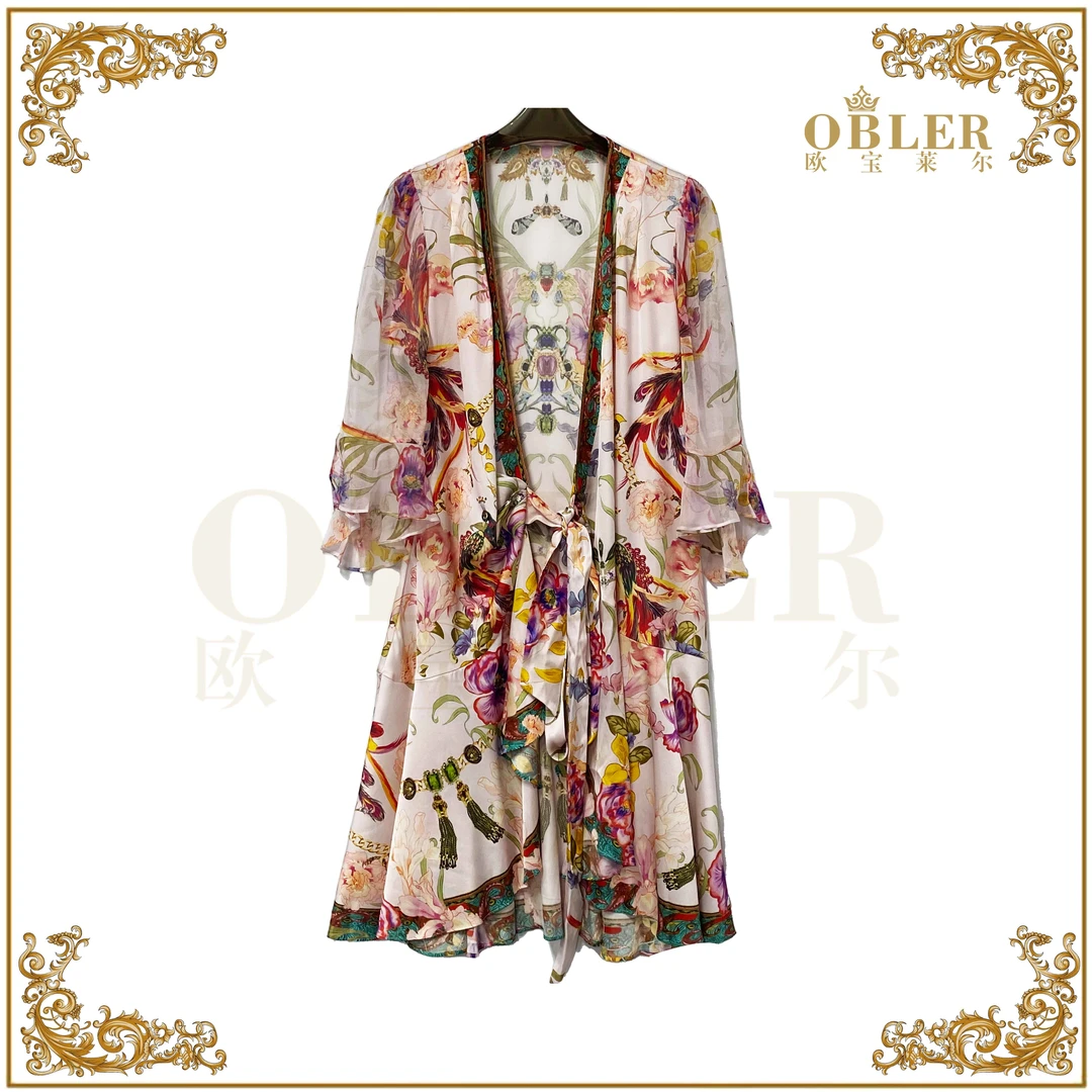 OBLE2025春夏新款真丝女装重工奢华桑蚕丝连衣裙114-24526