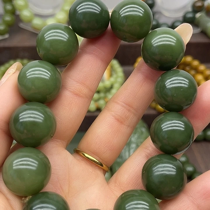 透闪石质玉未镶嵌手串圆形15