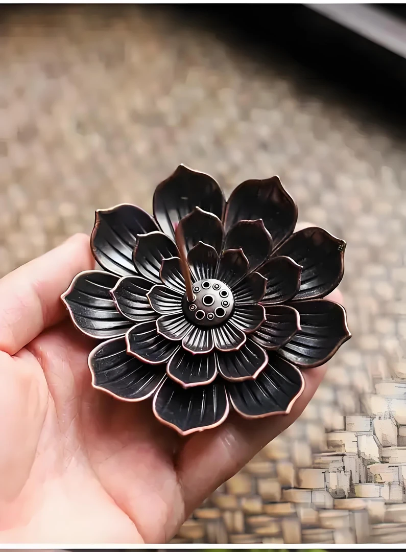 金属铜仿古莲花多功能点香器线香座塔香锥香盘香盘