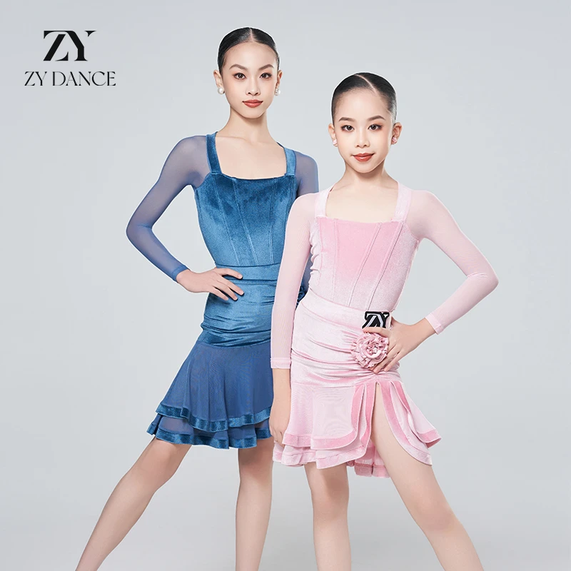 ZYdance秋冬新款拉丁舞服女童专业练功服女演出高级感舞蹈服舞裙