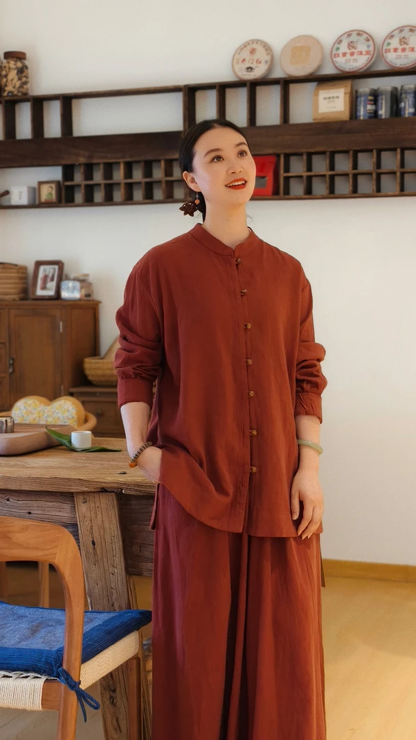 朴时如故【夏季立领极简风圆领长袖衬衣】