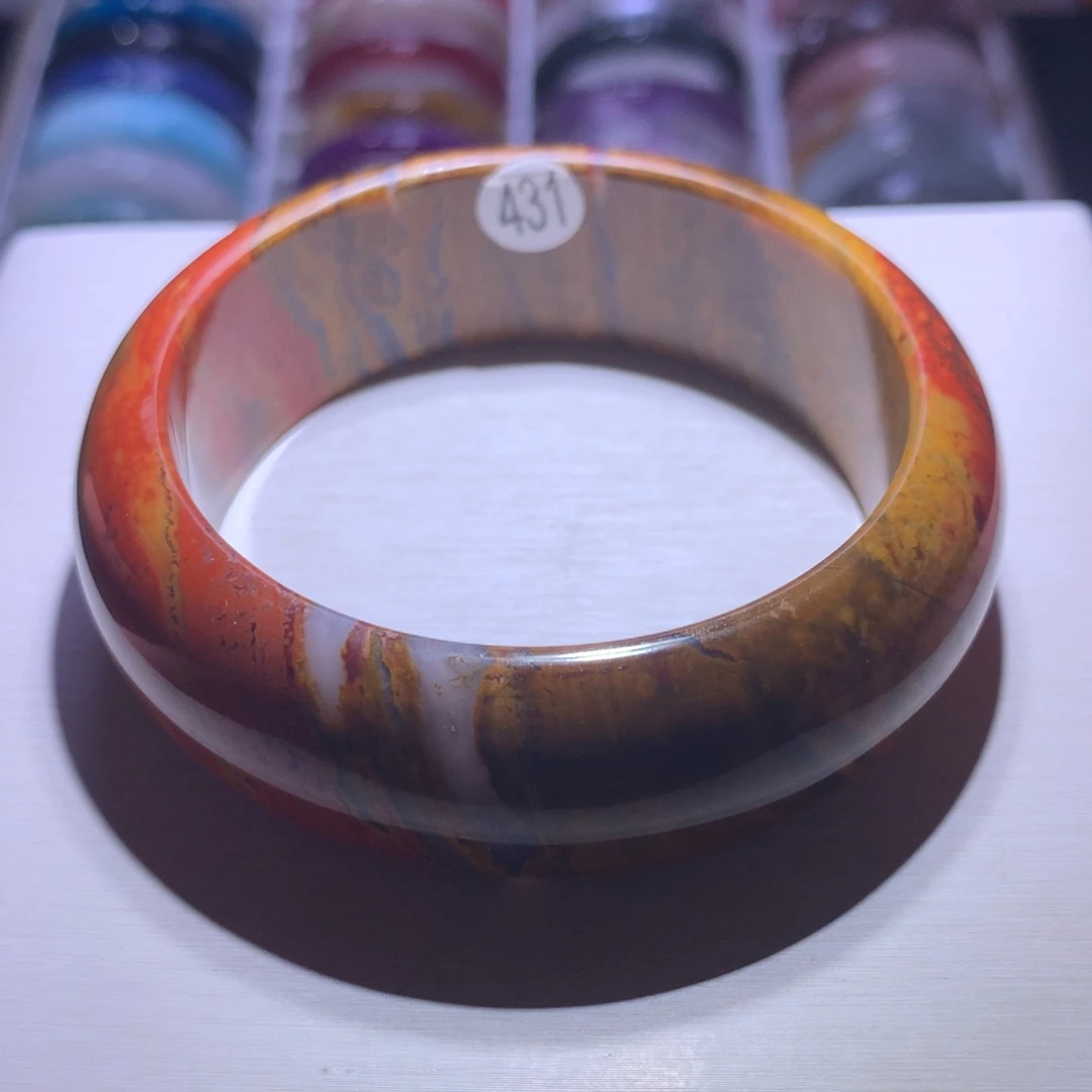 银S925镶嵌水晶手镯战国红59.2圈431