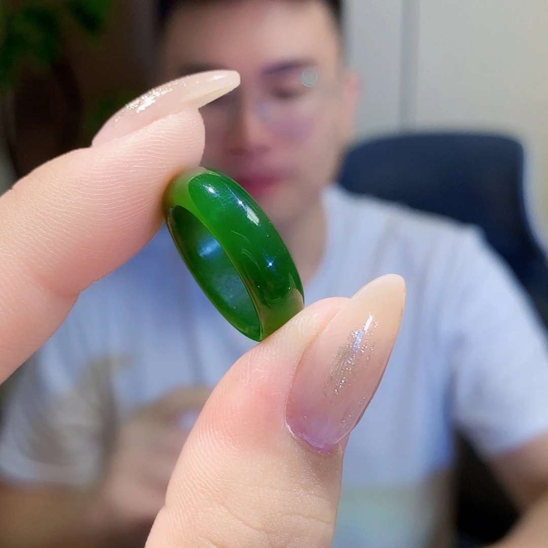 和田玉（碧玉）戒指未镶嵌圈口自己备注