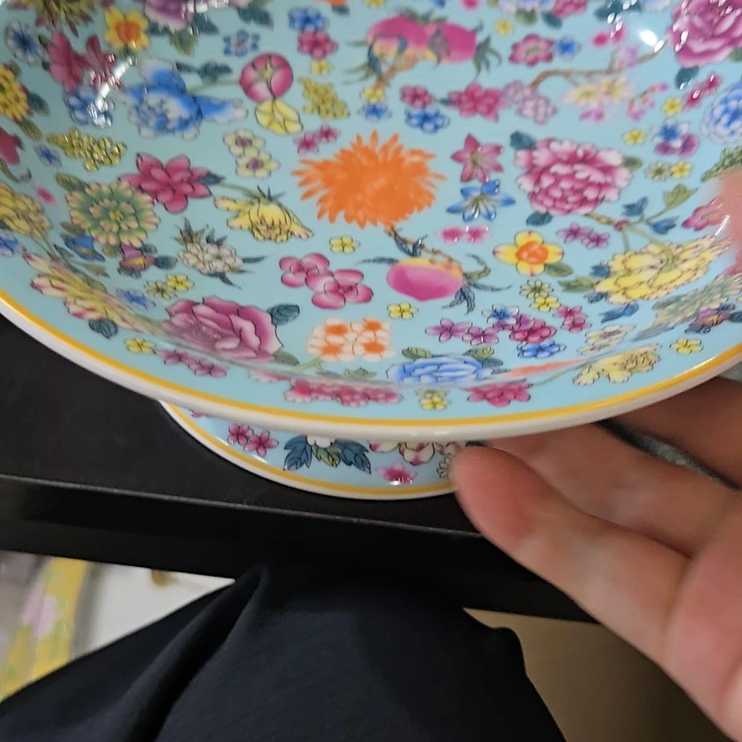 瓷片微瑕珐琅彩万花7.5寸一个666666