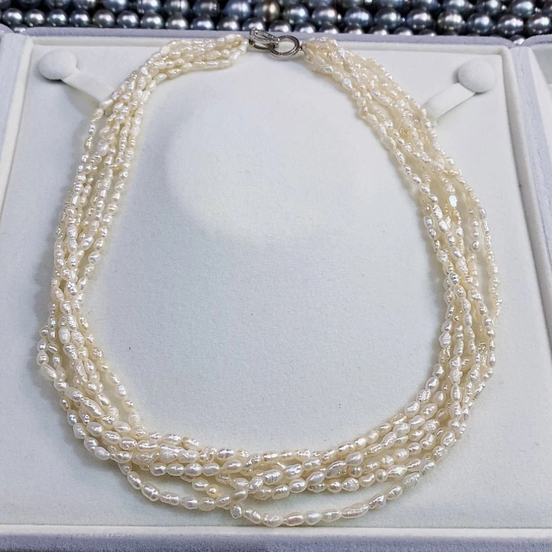 未镶嵌日本原装淡水无核极光无暇6层47cm淡水珍珠