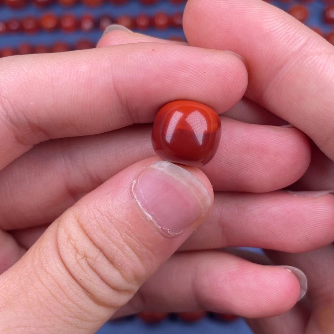 南红玛瑙未镶嵌其他12.4mm瓦西牛血红双色原矿单珠
