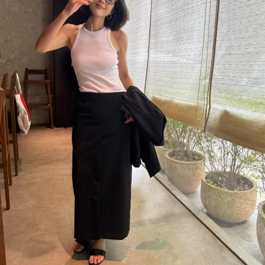 IMLINCONTE【纸片半裙】ROW风帘结构KAVI包裹式直筒小黑裙GZ52QZ357