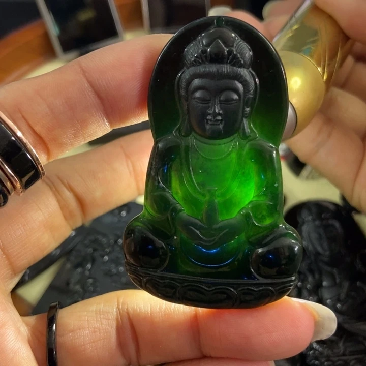 翡翠颈饰未镶嵌墨翠观音