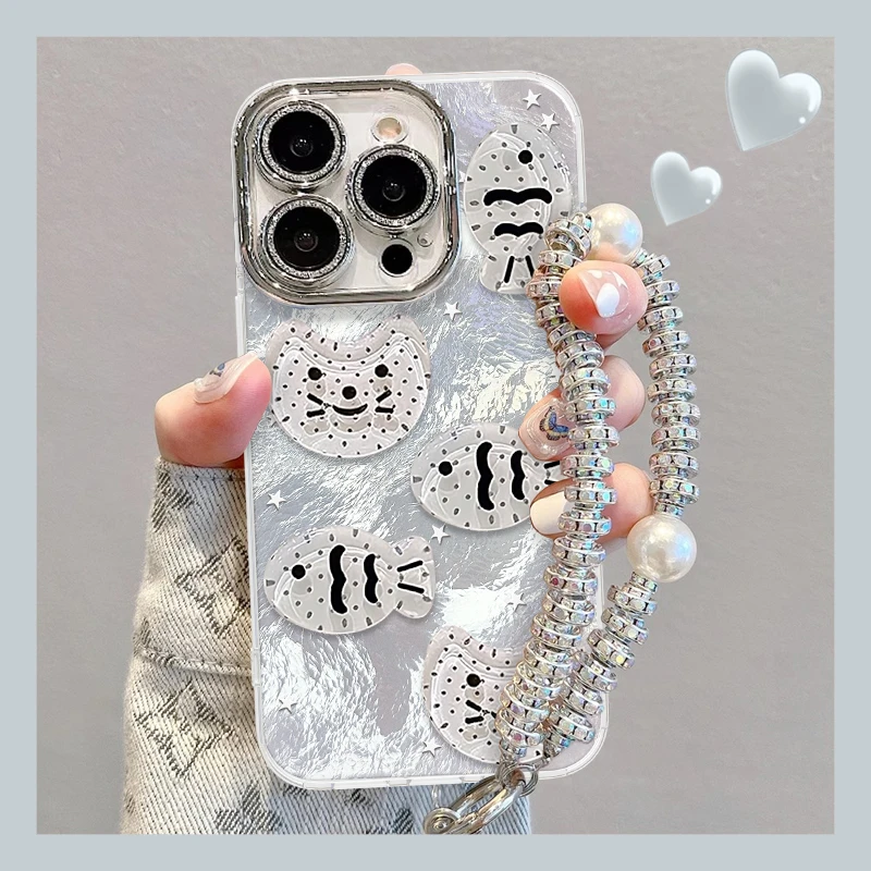 可爱简约小鱼手机壳适用于苹果16/oppo华为vivo创意猫咪网红女款