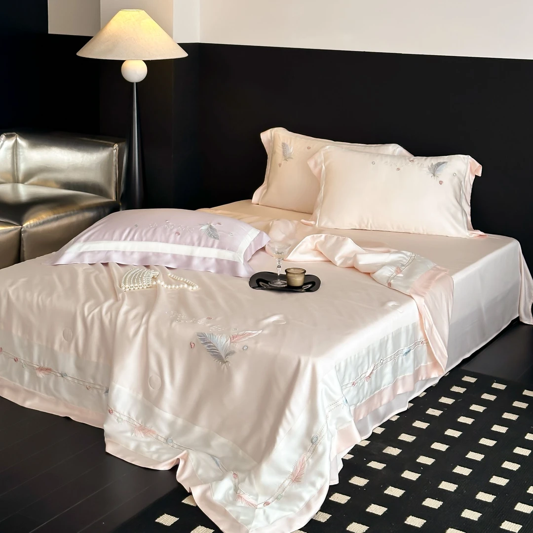 【羽境流光】高端简约轻奢丝滑凉感桑蚕丝夏凉被四件套