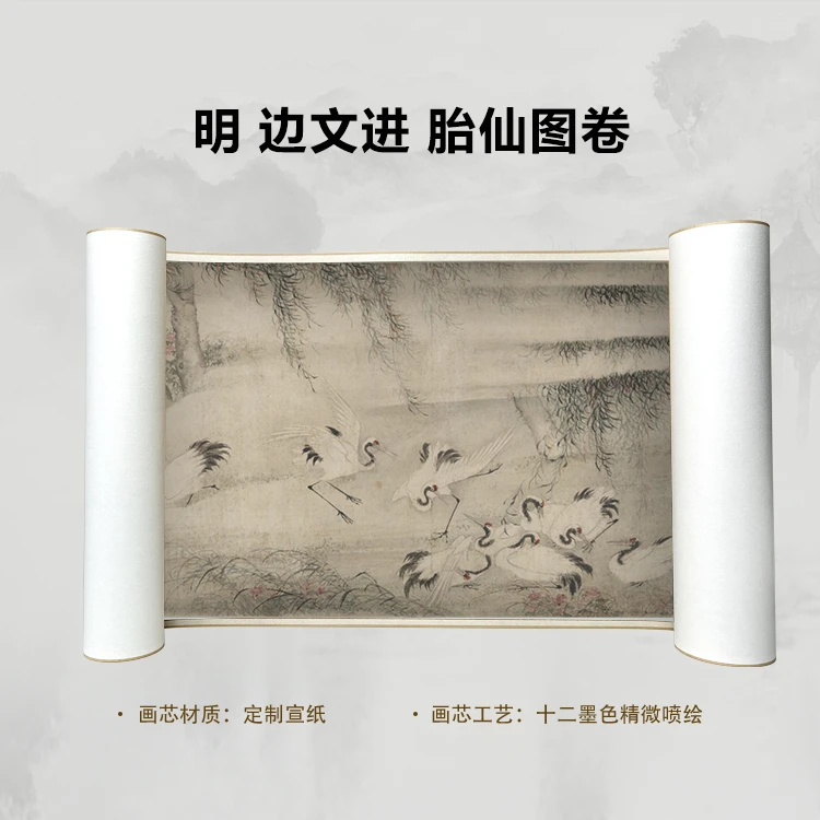 明 边文进 胎仙图卷手卷国画微喷客厅背景高清复刻精装裱卷轴