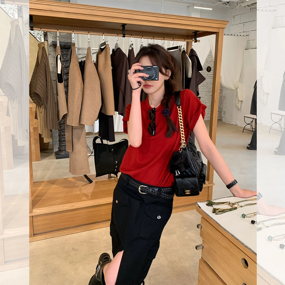 【限量】左边女装基础款体恤上衣2025春季新款圆领短袖T恤