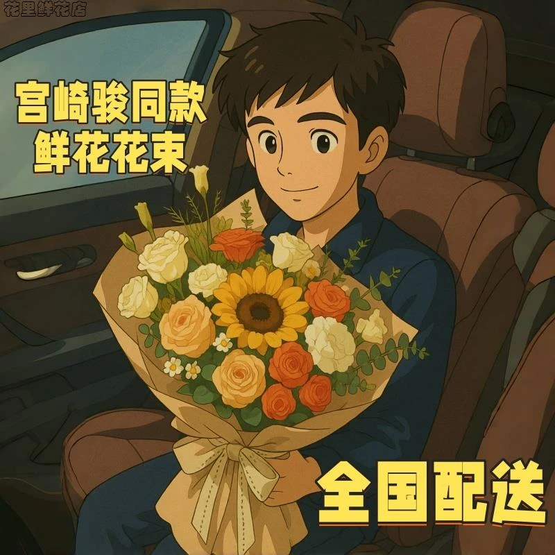 宫崎骏同款花束漫画生日鲜花同城速递全国配送女友闺蜜上海北京店