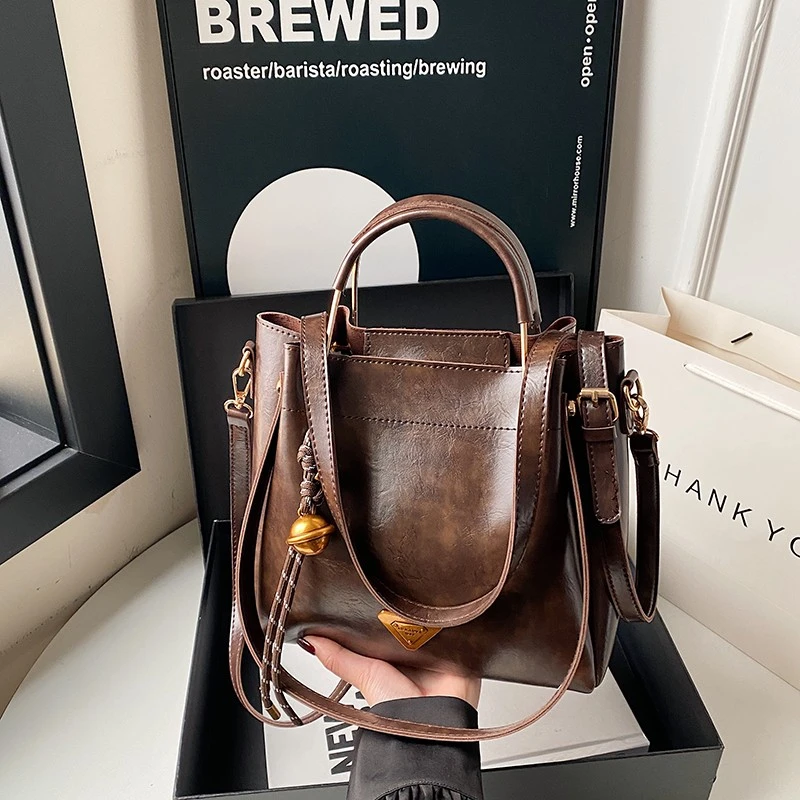 单肩包经典百搭女士斜跨时尚韩版洋气 休闲简约ins通勤 1144咖