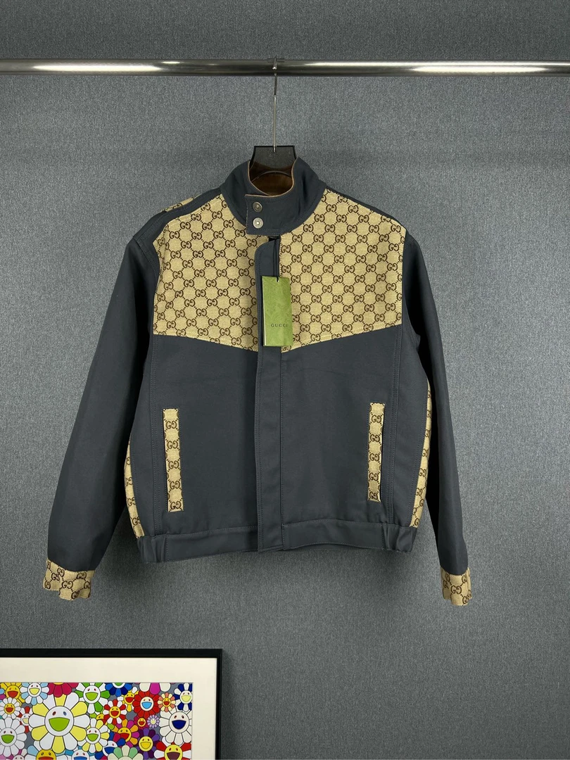 未使用 GUCCI/古驰 满LOGO拼接夹克外套44码全新带吊牌A11138