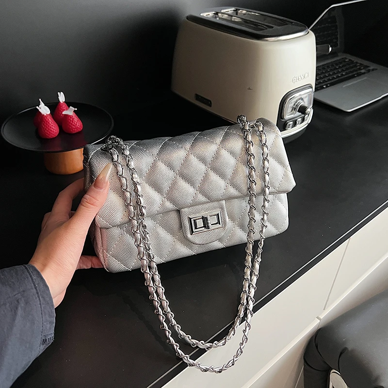 小香风菱格链条包女生包包包高级感鱼子酱小方包单肩斜挎流浪包