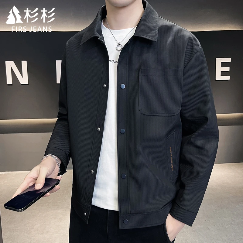 FIRS JEANS杉杉男士外套秋冬季高级感男装潮流宽松休闲夹克上衣男