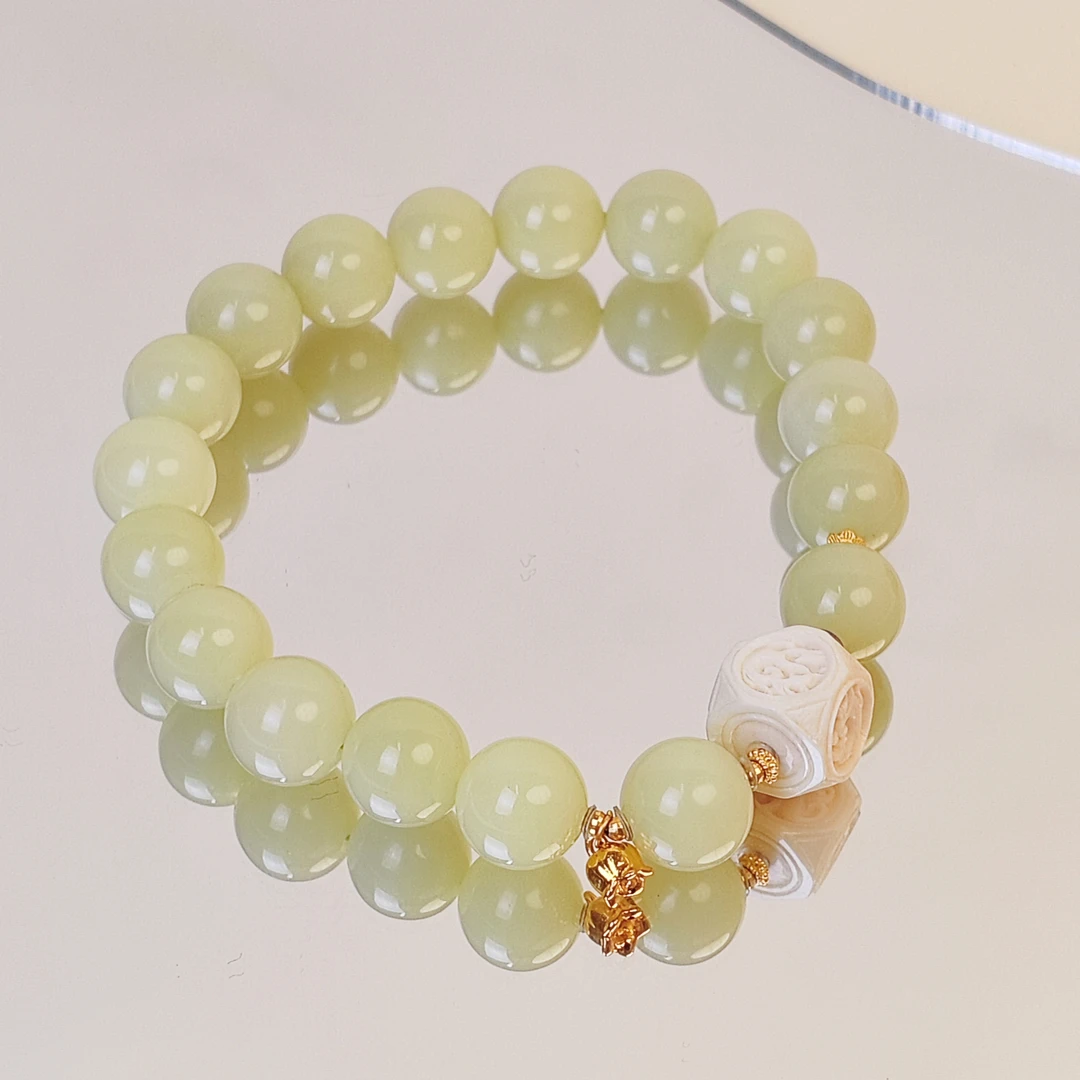 【岁梨春】猛犸四方收藏级若羌黄口手串