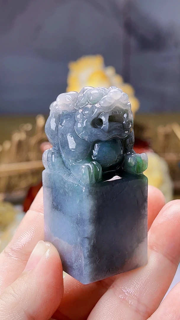 【新春好物】天然缅甸翡翠乌鸡貔貅印章毛货买断需抛光尺寸60-25