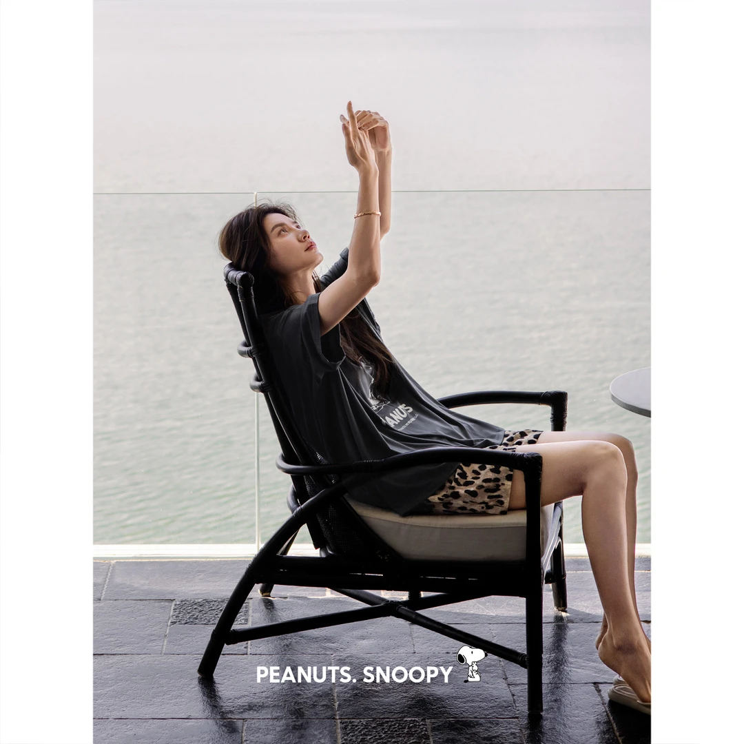 贝妍史努比睡衣女夏季薄款短袖莫代尔棉家居服时尚少女可外穿套装