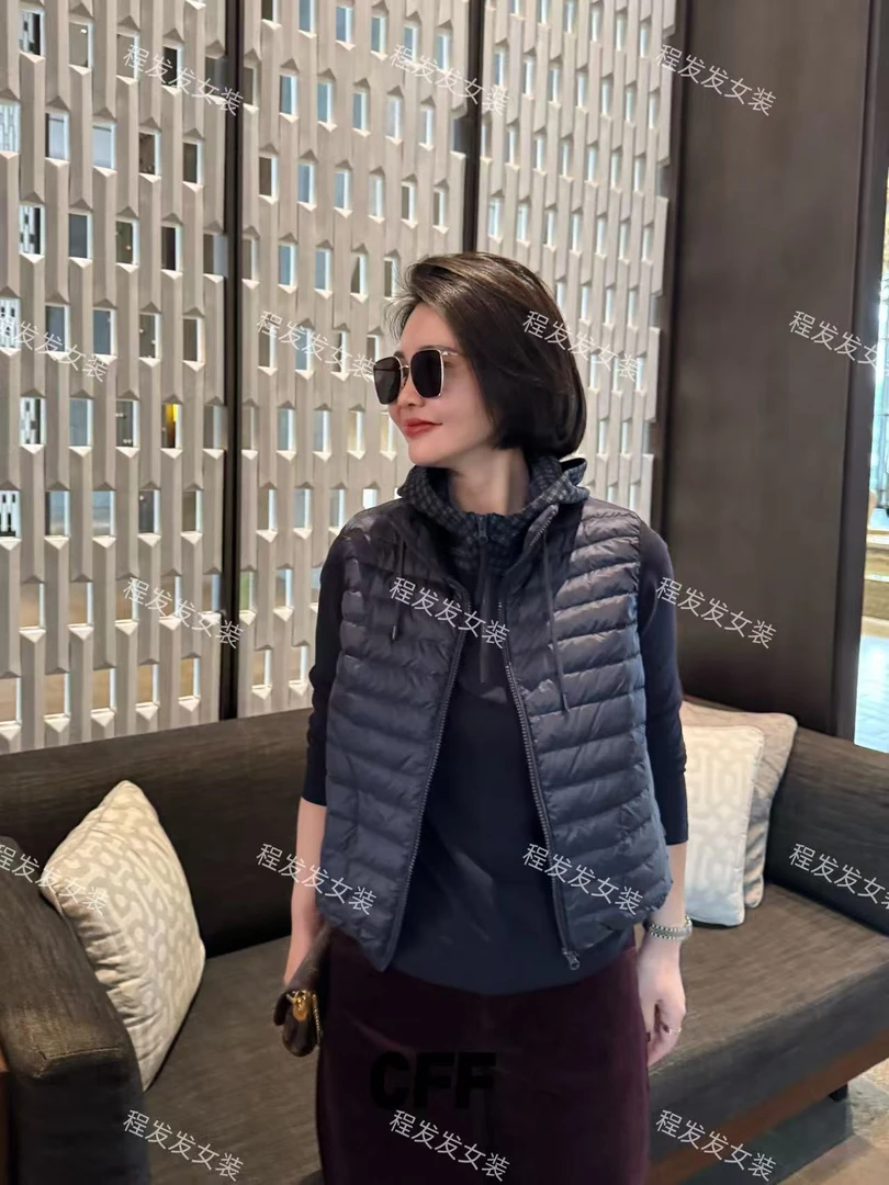 【程发发】（尘圆）羽绒服马甲立领抽绳白鸭绒F2179