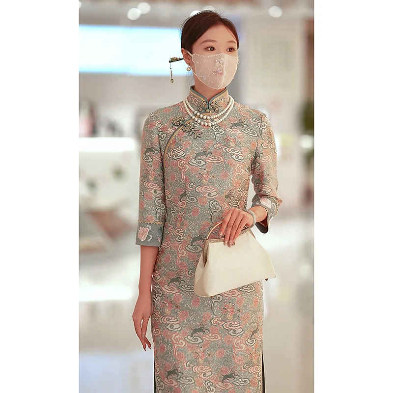 徐永良 57090【量身定制】宋锦旗袍里外桑蚕丝