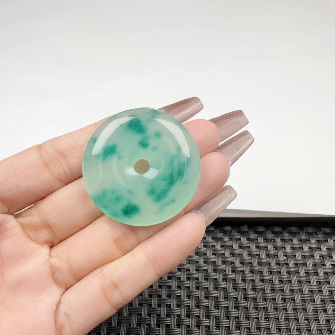 z101蓝花平安扣漂亮气质吊坠