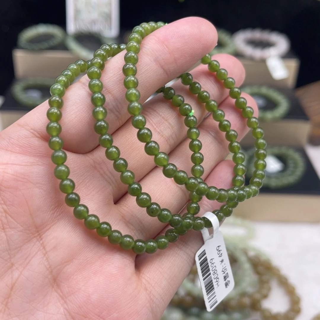 未镶嵌手串和田玉卡4碧玉单圈