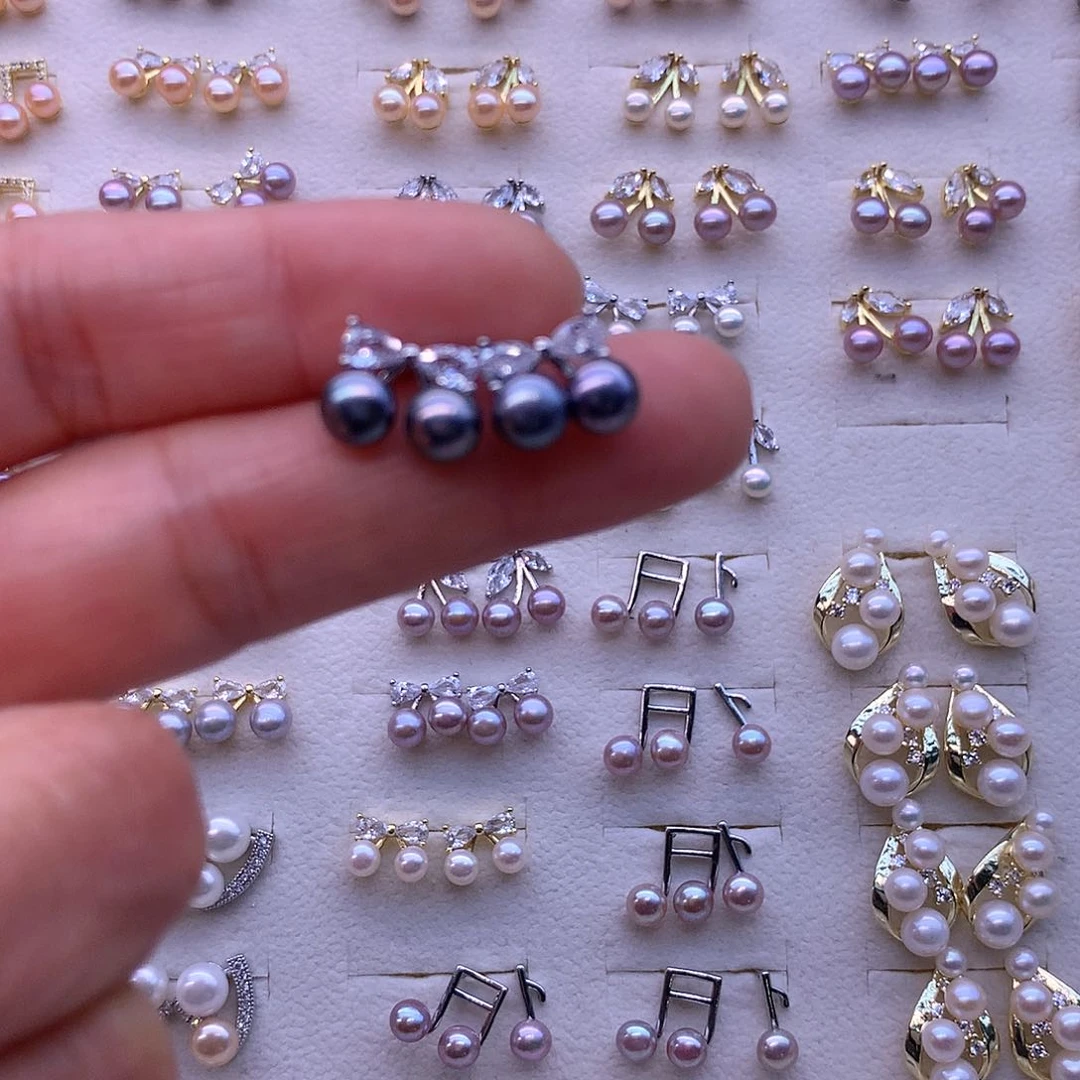 淡水珍珠耳饰合金