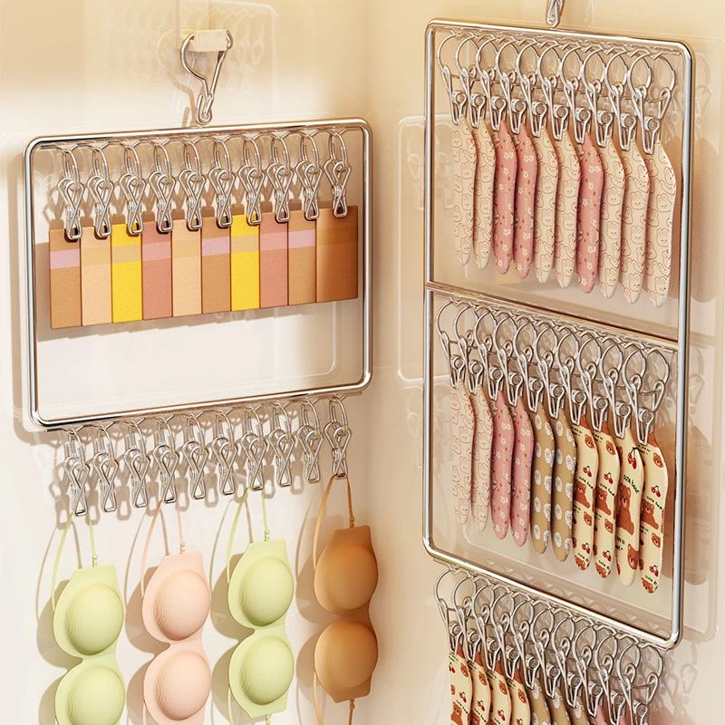 优勤袜子晾晒架不锈钢多夹子衣架家用内衣收纳阳台防风晒袜子神器